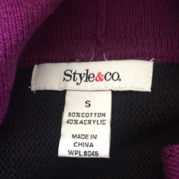 STYLE & CO Wide Vertical Stripe Cowl Neck 3/4 Wide Sleeve Sweater Size Small - Picture 4 of 5